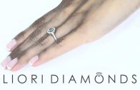 FD-199 – 0.83 Carat Fancy Blue Diamond Engagement Ring 14k White Gold Pave Halo