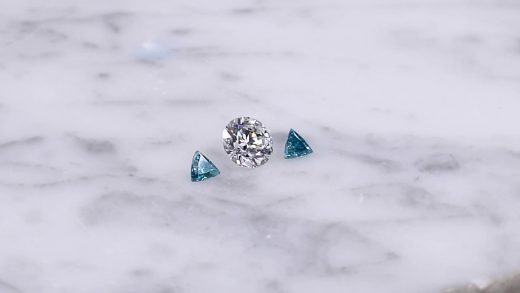 Round White Diamond and Trillion Blue Diamonds